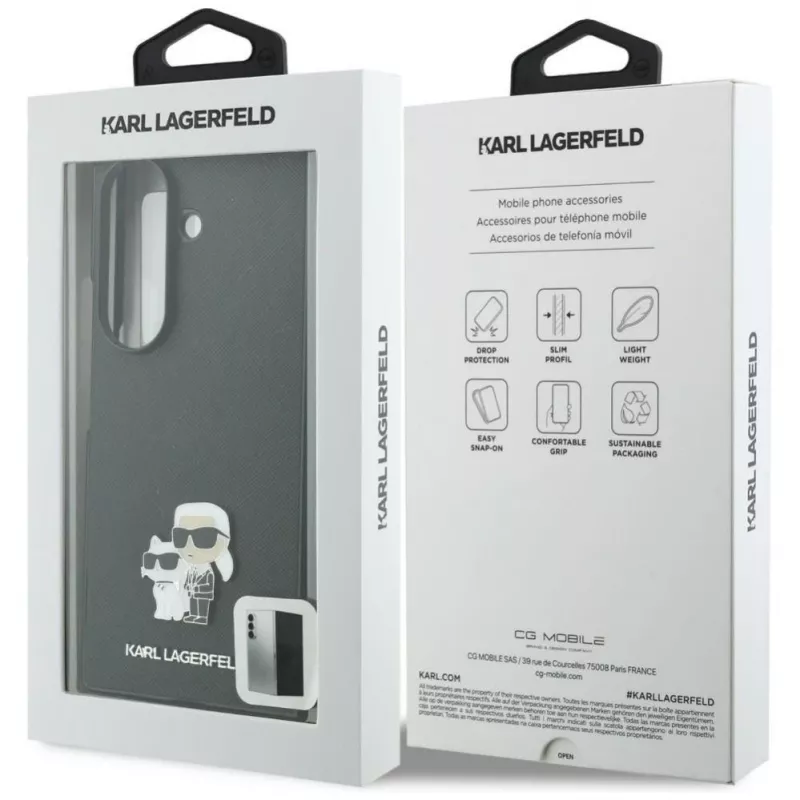 Karl Lagerfeld Saffiano Karl & Choupette Pin-Hülle für Samsung Galaxy Z Fold 8 Ultra - Schwarz