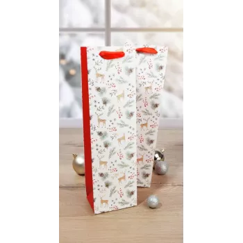 SIGEL GT134 Weihnachts-Geschenktüten im Aquarell-Design für Flaschen, groß, Rot/Weiß, 5er-Set