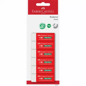 Faber-Castell PVC-freier Radiergummi 7095-20, 6er-Pack, Weiß