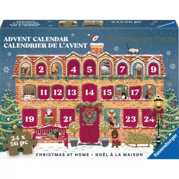 RAVENSBURGER Puzzle Adventskalender Weihnachten zu Hause - 24 Mini-Puzzles, 576 Teile, Softclick-Technologie