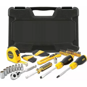 STANLEY STMT0-74864 51-teiliges Werkzeugset mit 1/4 Zoll & 1/2 Zoll Steckschlüsseln und Kombinationsschlüsseln im Kunststoffkoffer