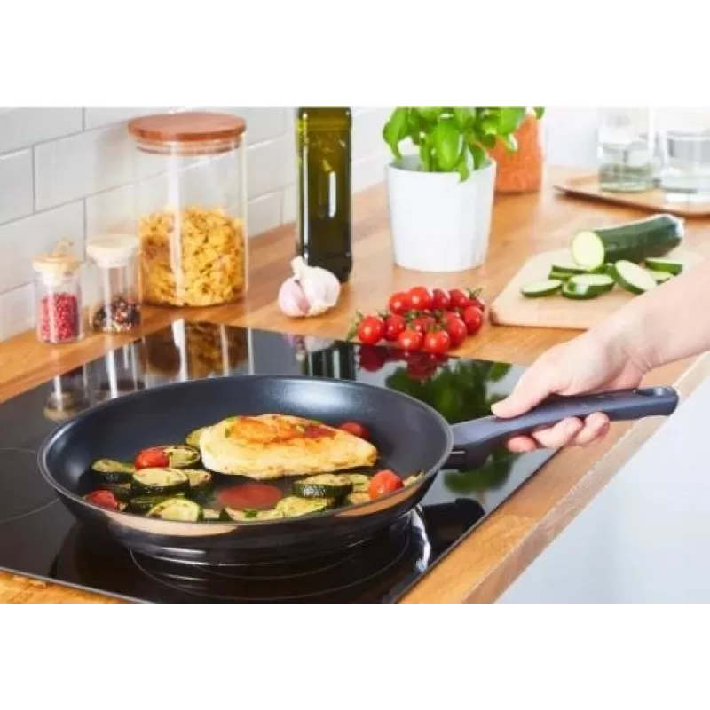 Tefal Daily Cook G7132S55 Edelstahl Bratpfannen-Set 24/28 cm, Titan-Antihaftbeschichtung, Induktion, Thermo-Signal