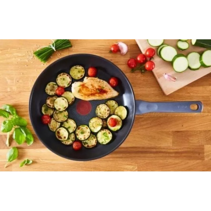 Tefal Daily Cook G7132S55 Edelstahl Bratpfannen-Set 24/28 cm, Titan-Antihaftbeschichtung, Induktion, Thermo-Signal