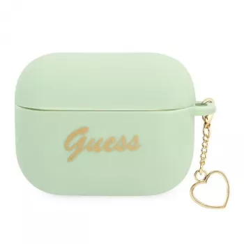 GUESS GUAPLSCHSN AirPods Pro Hülle Grün Silikon Charm Heart Collection
