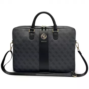 GUESS 4G Round & Classic Logos Stripe 16 Zoll Laptoptasche Schwarz