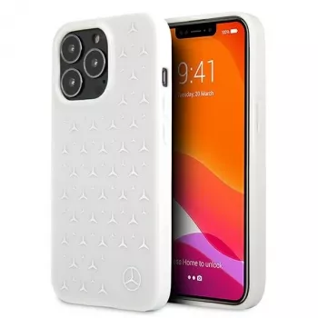 Mercedes-Benz MEHCP13LESPWH iPhone 13 Pro / 13 Hardcase Silbernes Sterne-Muster Weiß