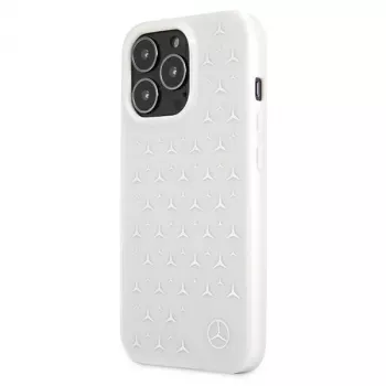 Mercedes-Benz MEHCP13LESPWH iPhone 13 Pro / 13 Hardcase Silbernes Sterne-Muster Weiß
