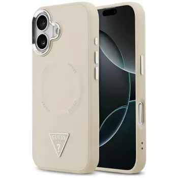 GUESS Triangle Logo MagSafe Hülle für iPhone 17 – Beige