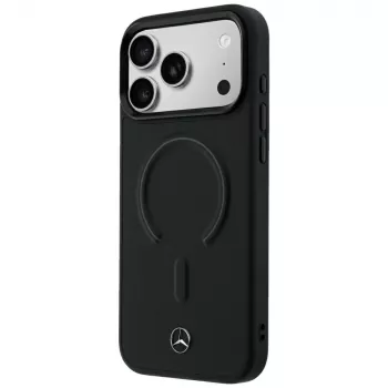 Mercedes-Benz Echtleder MagSafe-Hülle für iPhone 18 Pro / 17 Pro, Schwarz