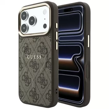 GUESS Embossed 4G Classic MagSafe Hülle für iPhone 17 Pro / 18 Pro - Braun