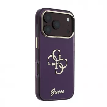 GUESS 4G Script Metal Rückseiten-Schutzhülle für Apple iPhone 18 Pro / 17 Pro - Burgunderrot