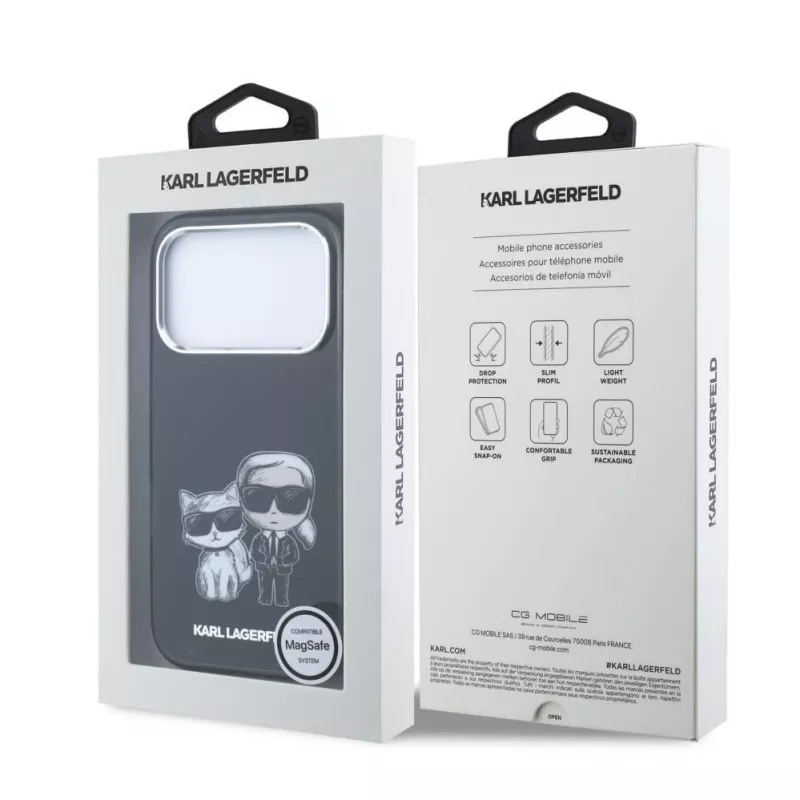 Karl Lagerfeld Karl & Choupette Bodies Sketch Print MagSafe Hülle für iPhone 18 Pro Max / 17 Pro Max - Schwarz