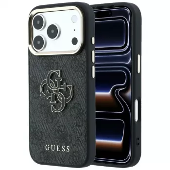 GUESS 4G & Big Resin Logo Hülle für iPhone 17 Pro Max / 18 Pro Max - Schwarz