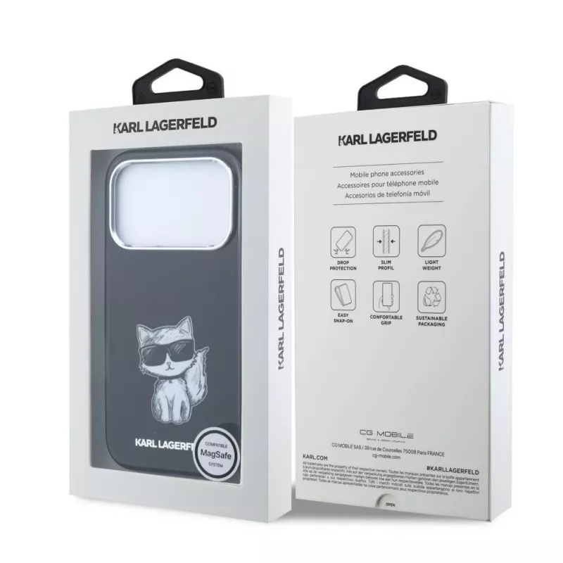 Karl Lagerfeld IML Choupette Body Sketch Print MagSafe-Hülle für iPhone 18 Pro Max / 17 Pro Max - Schwarz
