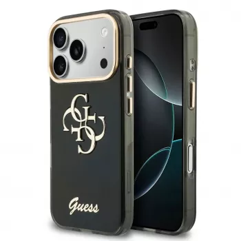 GUESS IML 4G Script Metal Hülle für iPhone 18 Pro / 17 Pro - Schwarz