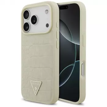 GUESS Croco Triangle Logo MagSafe Hülle für iPhone 17 Pro - Gold
