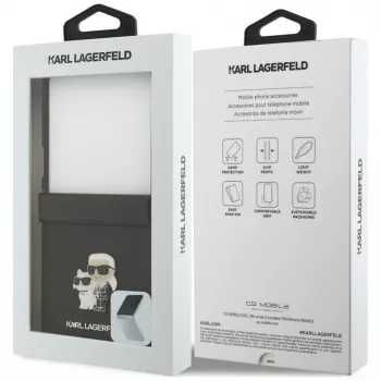 Karl Lagerfeld Karl & Choupette Saffiano Pins Hülle für Samsung Galaxy Z Flip5 - Schwarz