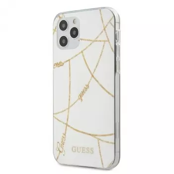 GUESS Gold Chain Collection Hard Case für Apple iPhone 12 Pro Max - Weiß