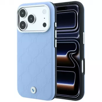 BMW Sign Deboss Quilted Metal Logo MagSafe Hülle für iPhone 17 Pro / 18 Pro - Blau