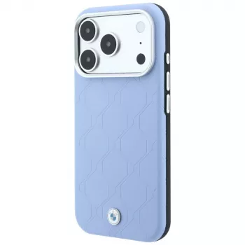 BMW Sign Deboss Quilted Metal Logo MagSafe Hülle für iPhone 17 Pro / 18 Pro - Blau