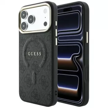 GUESS Embossed 4G Classic MagSafe Hülle für iPhone 17 Pro / 18 Pro - Schwarz