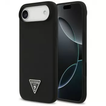 GUESS Silicone Triangle Logo MagSafe-Hülle für iPhone Air, Schwarz