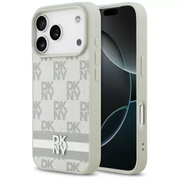 DKNY Karomuster mit aufgedruckten Streifen Hülle für iPhone 17 Pro - Beige