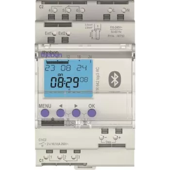 Theben TR642top3 BLE RC Digitale Zeitschaltuhr mit Astro- und Jahresprogramm, 2 Kanäle, 3 TE