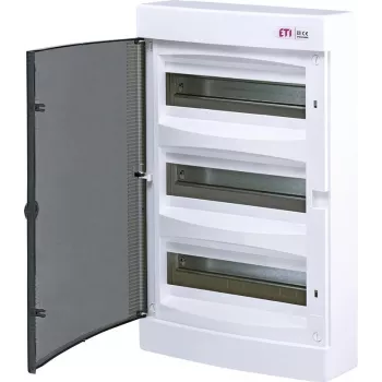 ECT36PT-S Kunststoff-Verteiler NT 36M 3x 12M N+PE IP40 IK07 526x287x112 Rauchglas-Tür Weiß DIDO