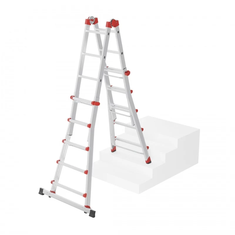 Hailo M80 4x5 Sprossen Mehrzweck-Kombinationsleiter, Aluminium, 20 Sprossen, 150 kg, EN 131 Professional