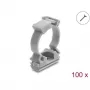 Delock Kabelhüllenhalter mit Verschlussclip, schraubbar für 25 mm Kabelschutzschlauch, 100 Stück, Grau