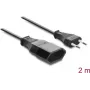 Delock Eurostecker-Verlängerungskabel CEE 7/16 Stecker auf Kupplung 2 x 0,75 mm², 2 m, Schwarz