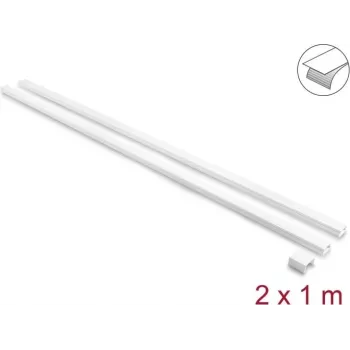 Delock Selbstklebender Kabelkanal mit Schiebedeckel 24 x 14 mm inkl. Verbinder - 1 m Länge, 2er-Pack, Weiß