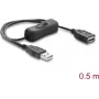Delock USB-Verlängerungskabel Typ-A Stecker auf Buchse mit Schalter 0,5 m Schwarz