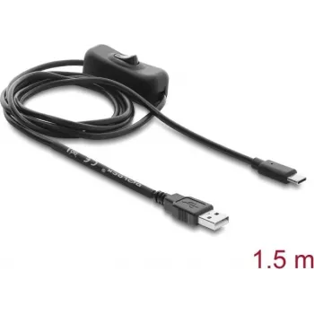 Delock USB-Stromkabel Typ-A-Stecker auf USB Typ-C™-Stecker mit Schalter 1,5 m