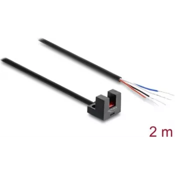 Delock Gabellichtschranke 5 mm Typ L mit 4 offenen Kabelenden NPN L/D wählbar 2 m