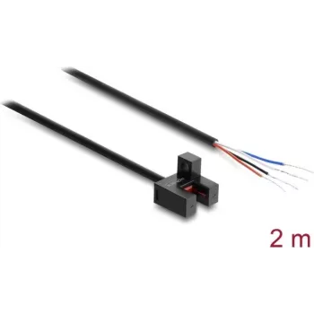 Delock Gabellichtschranke 5 mm Typ F mit 4 offenen Kabelenden NPN Light-ON/Dark-ON umschaltbar 2 m