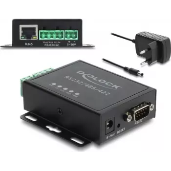 Delock Ethernet LAN Konverter zu RS-232/RS-485/RS-422 und Modbus RTU/TCP Gateway mit 1,5 kV Isolation