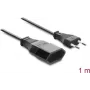 Delock Europlug-Verlängerungskabel CEE 7/16 Stecker auf Kupplung 2 x 0,75 mm², 1 m, Schwarz