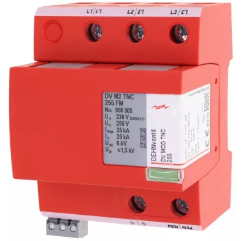 DEHN DEHNventil M2 TNC 255 FM Kombinierter Blitzstrom- und Überspannungsableiter Typ 1+2+3, 3-polig, 255 V AC, 35 mm DIN-Schiene