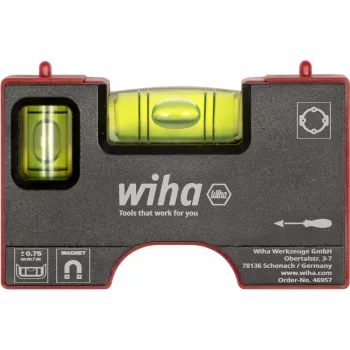 WIHA Mini-Wasserwaage Pocket 8 cm Grau/Rot mit Magnet