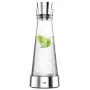 EMSA Flow Slim Glaskaraffe 1,0L mit Kühlelement, Borosilikatglas, tropffreier CloseUp-Deckel, transparent/silber