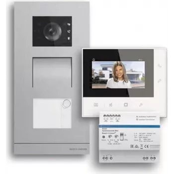 ABB Welcome Basic 2-Draht Video-Türsprechanlagen-Set für Einfamilienhäuser, 7 inch Innenstation, Unterputz-Außenstation