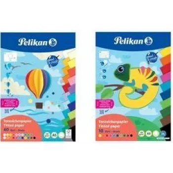 Pelikan Tonpapierblock DIN A3, 10 Blatt, 10 verschiedene Farben, 120 g/m², kopfgeleimt