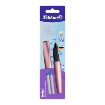 Pelikan Twist Füllfederhalter Rosenblau mittlere Feder - ergonomischer Griff für Rechts- und Linkshänder, Blisterverpackung