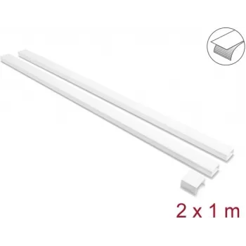 Delock selbstklebender Kabelkanal mit Schiebedeckel 40 x 19 mm, Verbindungsstück, 1 m, 2er-Pack, Weiß