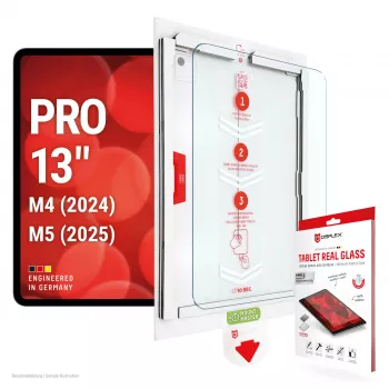 E.V.I. DISPLEX Tablet Real Glass Displayschutz für Apple iPad Pro 13 (2024/2025) - 9H gehärtetes Glas, ultraklar, 2.5D abgerundete Kanten, oleophobe Beschichtung, blasenfreie Montage