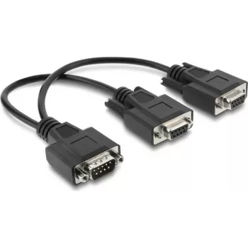 Delock Y-Splitter-Kabel D-Sub 9 Stecker auf 2 x Buchse mit Schrauben 25 cm