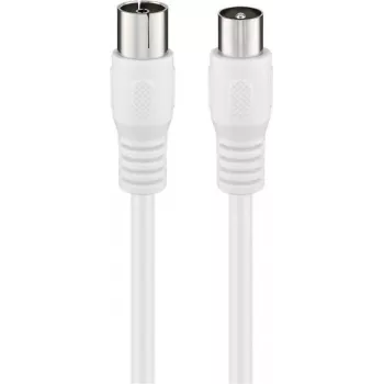 Wentronic Goobay Koaxial-Antennenkabel, Klasse A+ Schirmung >85 dB, doppelt geschirmt, 75 Ohm, 1,5 m, Weiß, Koax-Stecker auf Koax-Buchse