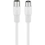 Wentronic Goobay Koaxial-Antennenkabel, Klasse A+ Schirmung >85 dB, doppelt geschirmt, 75 Ohm, 1,5 m, Weiß, Koax-Stecker auf Koax-Buchse